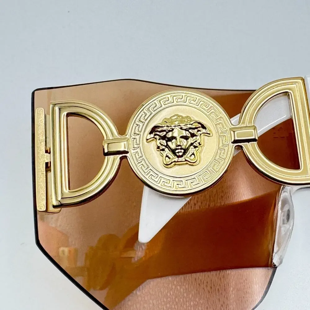 Versace Sunglasses 0VE2258 10027J Dark Brown Mirror Rose Gold Lens Oversized New